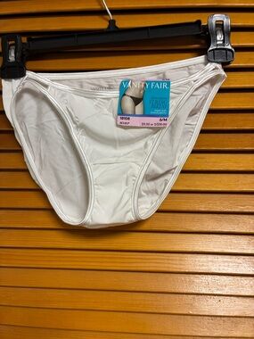 Vanity Fair White String Bikini Panty with Subtle Sheen